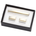 2 Tone Gold/Silver Metal Cufflinks w/ Matching Tie Clip